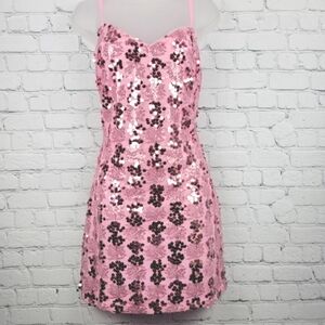 NWT Lulus Size XL Pink Sequin Lace-Up Mini Dress